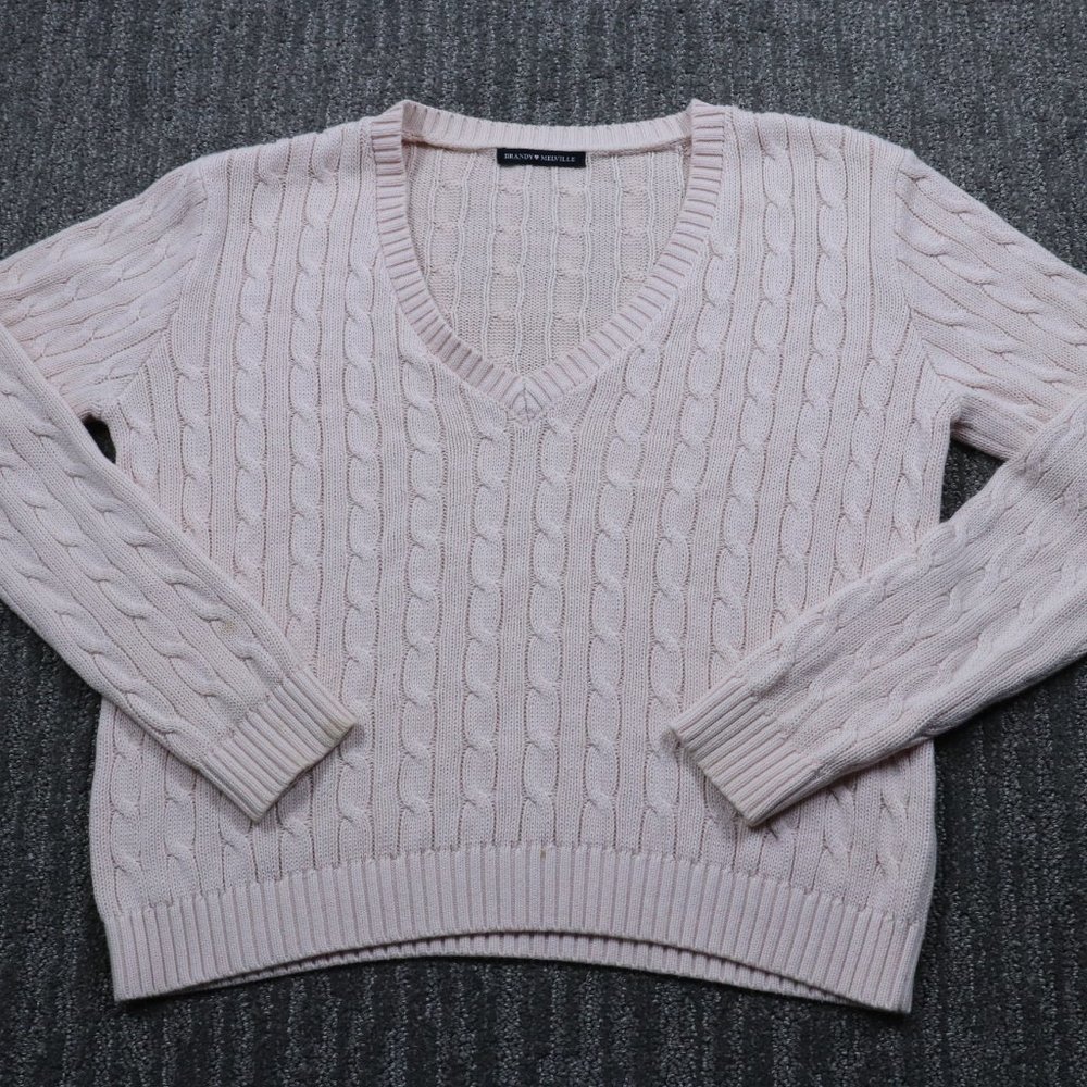 Brandy Melville Womens Pale Pink Cropped Sweater One Size Cozy Cottagecore